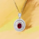 S925 Silver Cultured Ruby Necklace ZHF-P1108R - Image 4