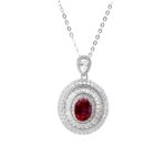 S925 Silver Cultured Ruby Necklace ZHF-P1108R