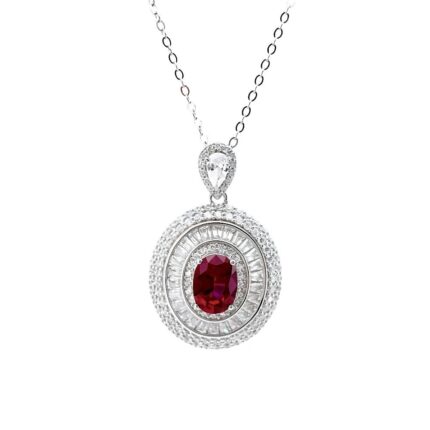 S925 Silver Cultured Ruby Necklace ZHF-P1108R