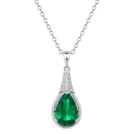 925 Silver Cultured Emerald Necklace ZHF-P1300