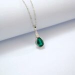 925 Silver Cultured Emerald Necklace ZHF-P1300 - Image 2