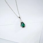 925 Silver Cultured Emerald Necklace ZHF-P1300 - Image 3