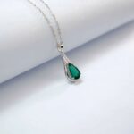 925 Silver Cultured Emerald Necklace ZHF-P1300 - Image 4