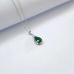 925 Silver Cultured Emerald Necklace ZHF-P1300 - Image 5