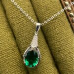 925 Silver Cultured Emerald Necklace ZHF-P1300 - Image 6
