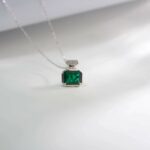 925 Silver Cultured Emerald Necklace ZHF-P1496 - Image 2