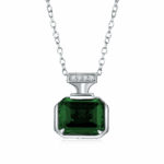 925 Silver Cultured Emerald Necklace ZHF-P1496