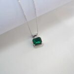 925 Silver Cultured Emerald Necklace ZHF-P1496 - Image 3