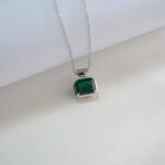 925 Silver Cultured Emerald Necklace ZHF-P1496 - Image 4