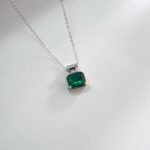 925 Silver Cultured Emerald Necklace ZHF-P1496 - Image 5