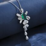 925 Silver Cultured Emerald Necklace ZHF-P1532 - Image 2