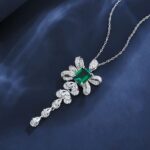 925 Silver Cultured Emerald Necklace ZHF-P1532 - Image 3
