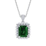 925 Silver Cultured Emerald Necklace ZHF-P1629