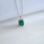 925 Silver Cultured Emerald Necklace ZHF-P1629 - Image 2