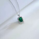 925 Silver Cultured Emerald Necklace ZHF-P1629 - Image 3