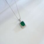 925 Silver Cultured Emerald Necklace ZHF-P1629 - Image 4