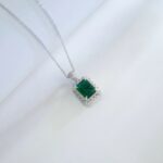 925 Silver Cultured Emerald Necklace ZHF-P1629 - Image 5