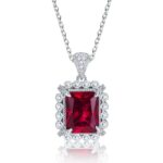 S925 Silver Cultured Ruby Necklace ZHF-P1629R