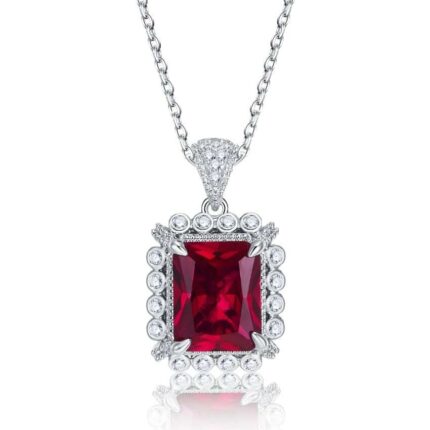 S925 Silver Cultured Ruby Necklace ZHF-P1629R