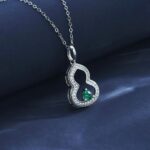 S925 Silver Lab-Created Emerald Necklace - Model ZHF-P1644 - Image 2