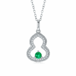 S925 Silver Lab-Created Emerald Necklace - Model ZHF-P1644