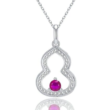 S925 Silver Cultured Ruby Necklace ZHF-P1644R
