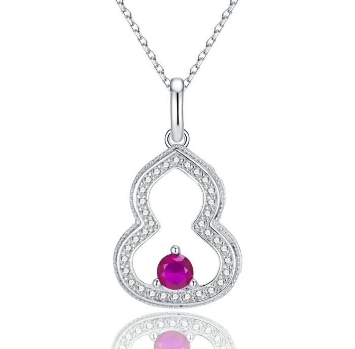 S925 Silver Cultured Ruby Necklace ZHF-P1644R - Image 1