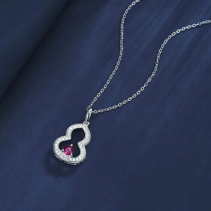 S925 Silver Cultured Ruby Necklace ZHF-P1644R - Image 3