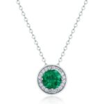 S925 Silver Lab-Created Emerald Necklace - Model ZHF-P1649