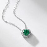 S925 Silver Lab-Created Emerald Necklace - Model ZHF-P1649 - Image 2