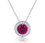 S925 Silver Cultured Ruby Necklace ZHF-P1649R