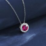 S925 Silver Cultured Ruby Necklace ZHF-P1649R - Image 2