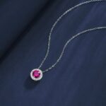 S925 Silver Cultured Ruby Necklace ZHF-P1649R - Image 3