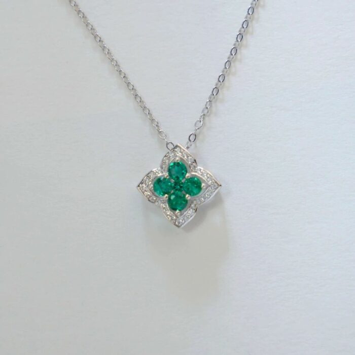 S925 Silver Lab-Created Emerald Necklace - Model ZHF-P1650 - Image 5