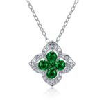 S925 Silver Lab-Created Emerald Necklace - Model ZHF-P1650