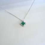 S925 Silver Lab-Created Emerald Necklace - Model ZHF-P1650 - Image 2