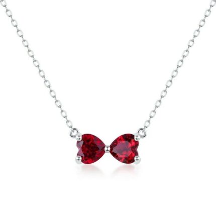 S925 Silver Lab-Created Ruby Necklace - Model ZHF-P1688R