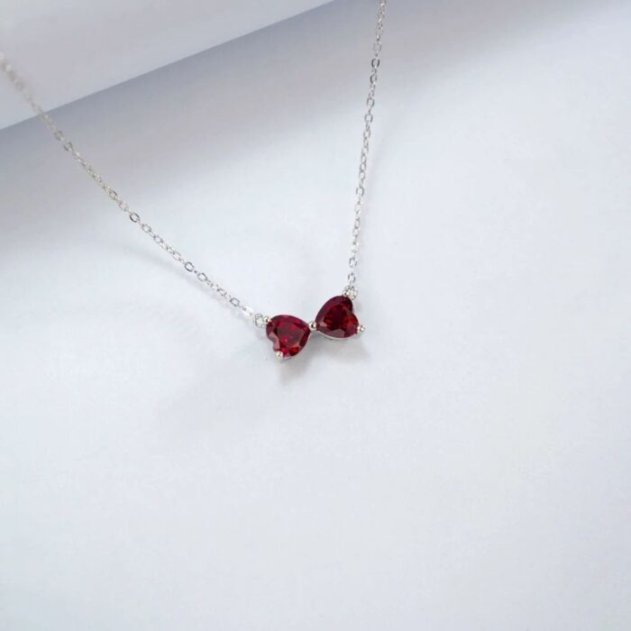 S925 Silver Lab-Created Ruby Necklace - Model ZHF-P1688R - Image 4