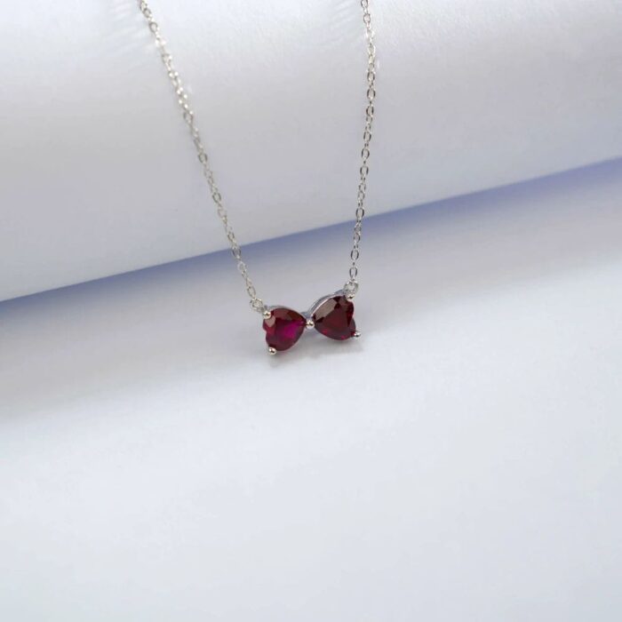 S925 Silver Lab-Created Ruby Necklace - Model ZHF-P1688R - Image 5