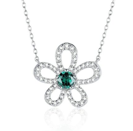 925 Silver Cultured Emerald Necklace ZHF-P3166-1