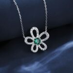 925 Silver Cultured Emerald Necklace ZHF-P3166-1 - Image 2