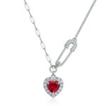 S925 Silver Lab-Created Ruby Necklace - Model ZHF-P5502R