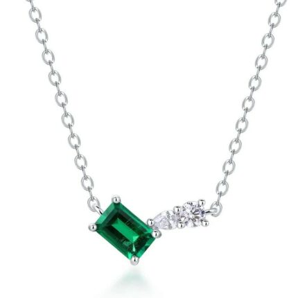 925 Silver Cultured Emerald Necklace ZHF-P5508L