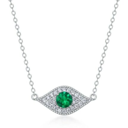925 Silver Cultured Emerald Necklace ZHF-P5512L