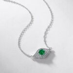 925 Silver Cultured Emerald Necklace ZHF-P5512L - Image 2
