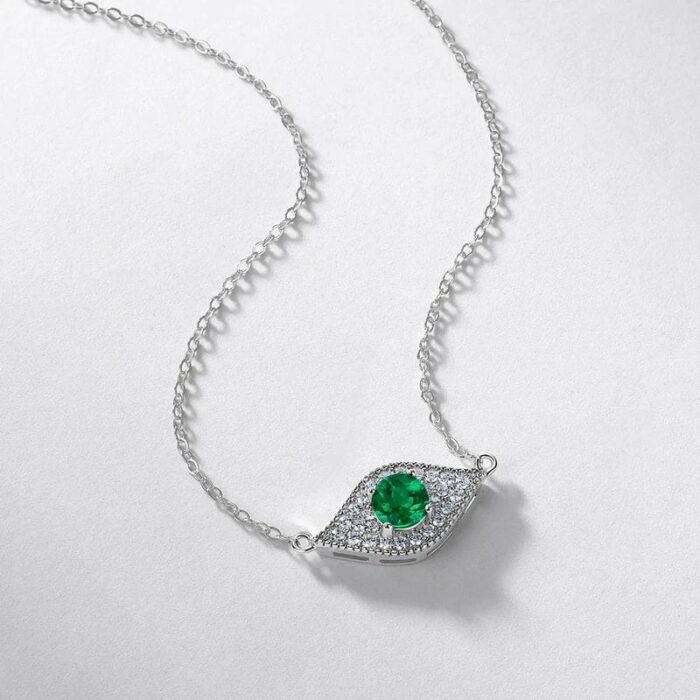 925 Silver Cultured Emerald Necklace ZHF-P5512L - Image 2