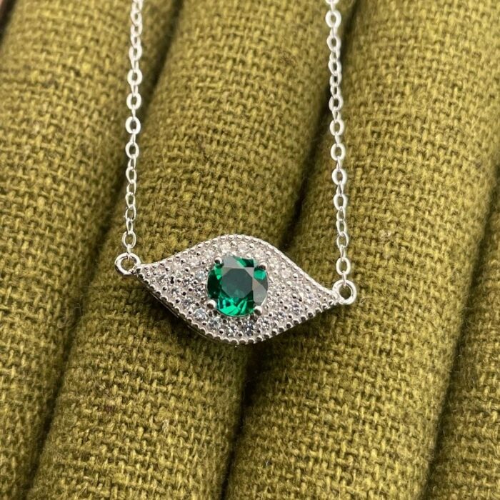 925 Silver Cultured Emerald Necklace ZHF-P5512L - Image 3