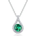 925 Silver Cultured Emerald Necklace ZHF-P5515L