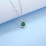 925 Silver Cultured Emerald Necklace ZHF-P5515L - Image 2
