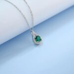 925 Silver Cultured Emerald Necklace ZHF-P5515L - Image 3